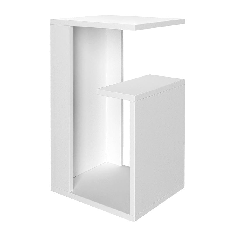 Side Table CHIARA in white melamine, featuring a sleek design and compact dimensions, ideal for home or office use.