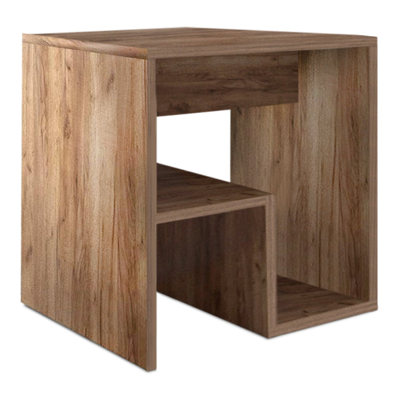 CREMONA Side Table in light walnut color, featuring a compact design with one shelf, perfect for home or office use.