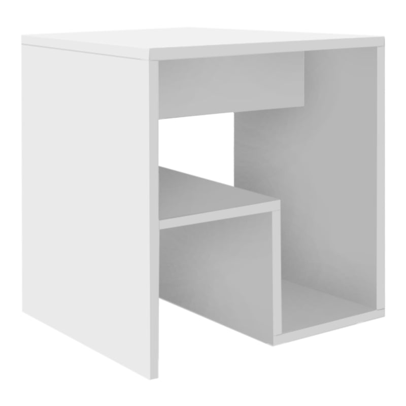 CREMONA White Side Table with one shelf, dimensions 40x35x40cm, made of durable melamine.