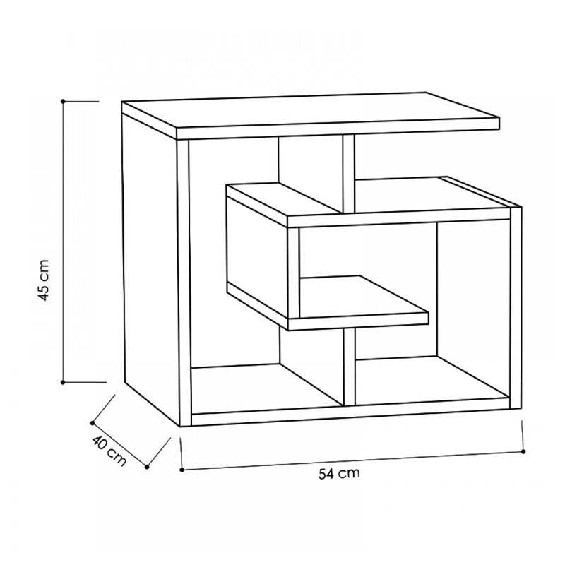 GRENOBLE Anthracite Side Table, 54x40x45cm, made of durable melamine with a modern design.