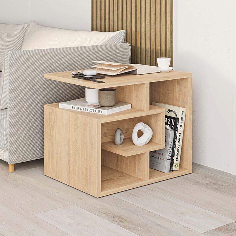 GRENOBLE Oak Side Table in melamine finish, dimensions 54x40x45cm, showcasing its elegant design and sturdy construction.