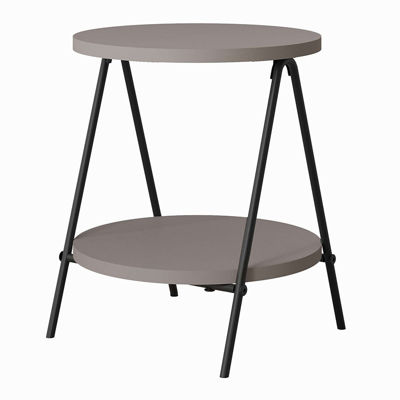 Elegant mocha side table PARIS with melamine finish, featuring a compact design and sturdy metal frame.