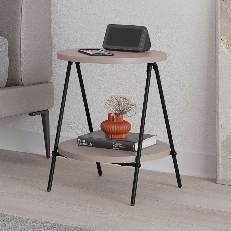 Elegant mocha side table PARIS with melamine finish, featuring a compact design and sturdy metal frame.