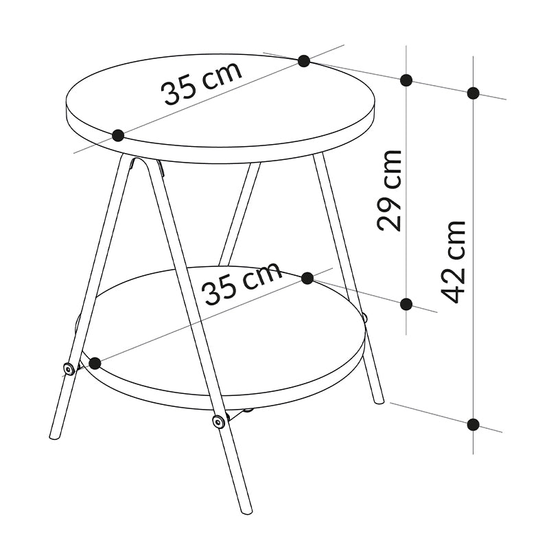 Elegant mocha side table PARIS with melamine finish, featuring a compact design and sturdy metal frame.