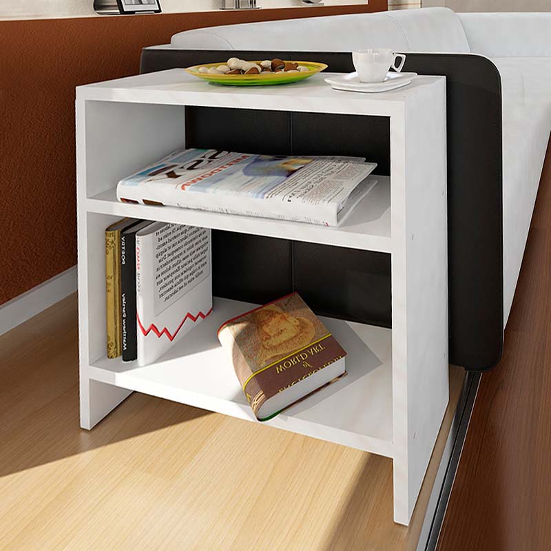 Side Table SILVANA in white, featuring a sleek melamine finish and compact dimensions, perfect for any room.