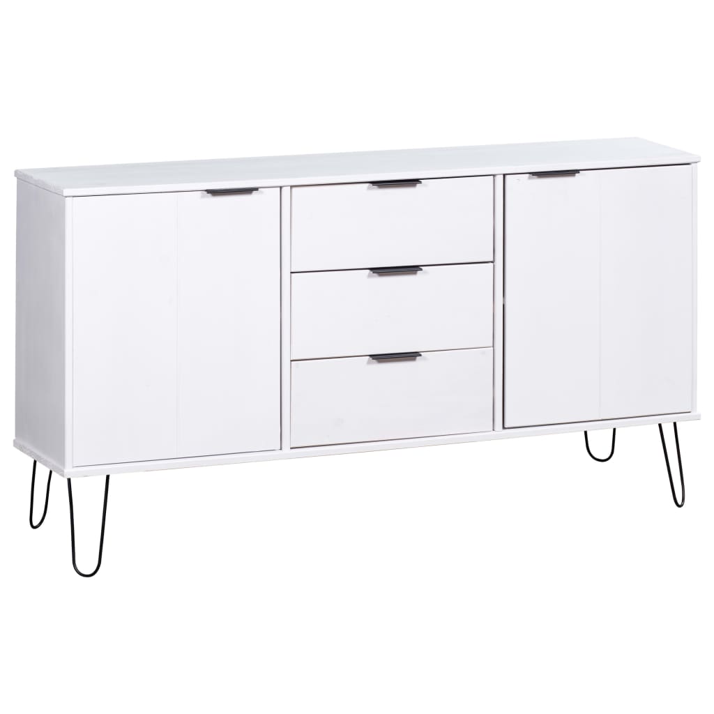 White sideboard with three drawers.