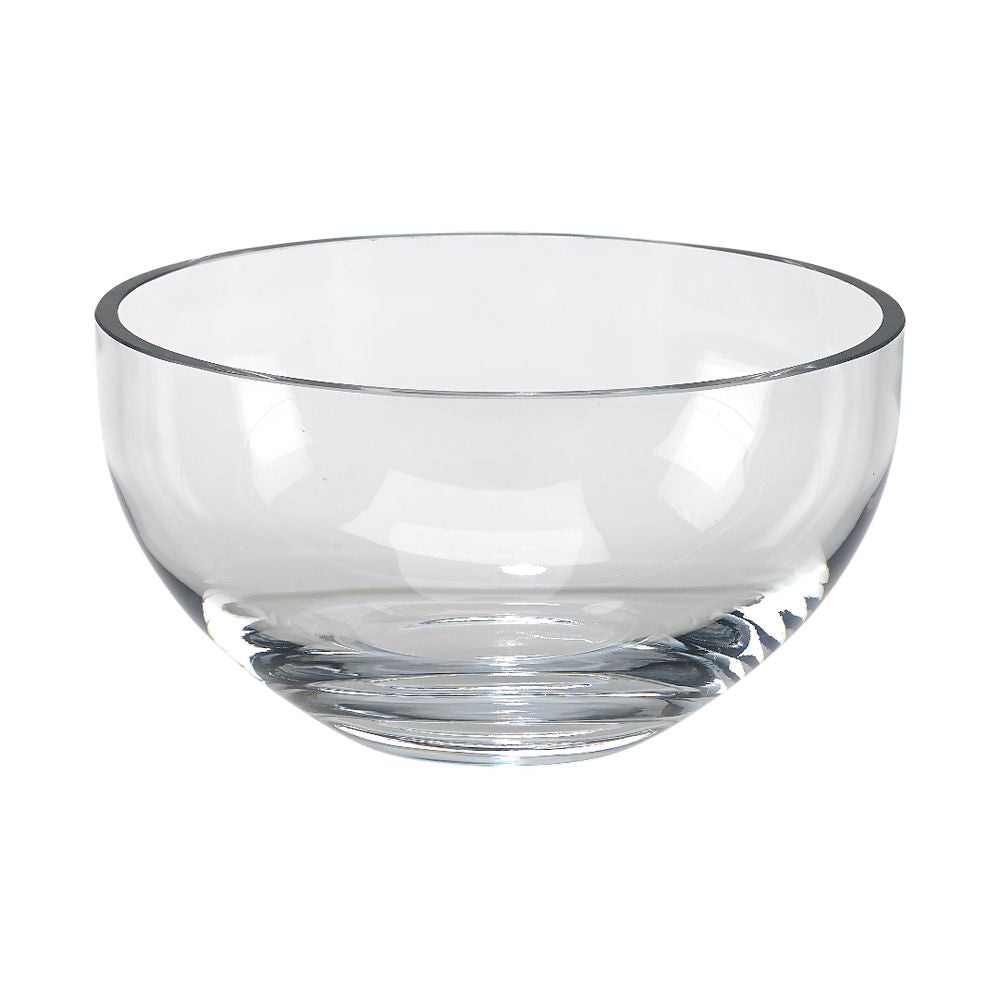 Elegant Simon Crystal Bowl with a 7-inch diameter, showcasing a contemporary uncut design, perfect for serving or decoration.