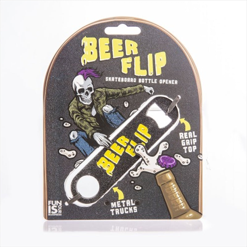 A stylish skateboard-shaped bottle opener in vibrant colors, perfect for opening beverages.