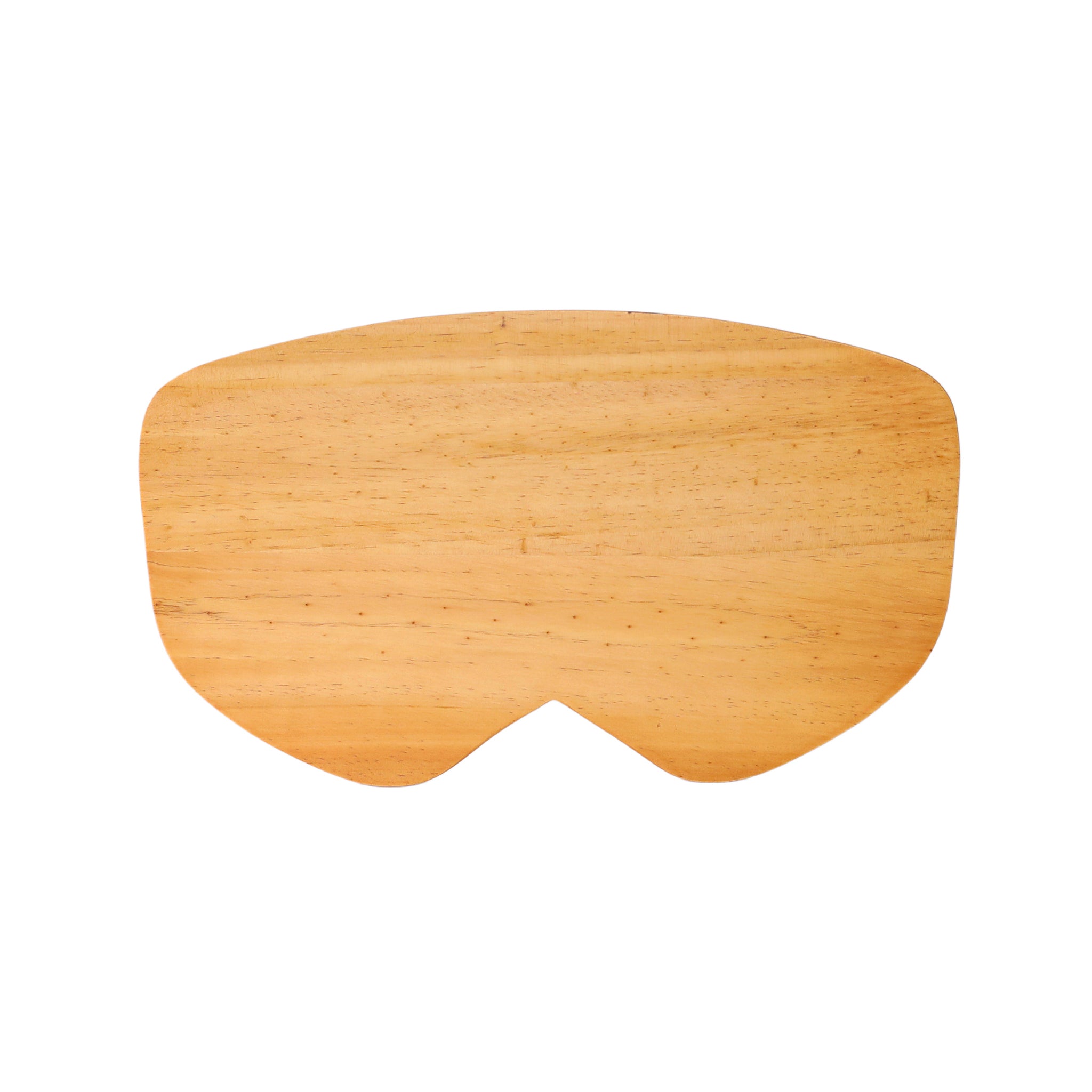 Ski Goggles Wood Board, a bamboo charcuterie board shaped like ski goggles, perfect for sports-themed parties.