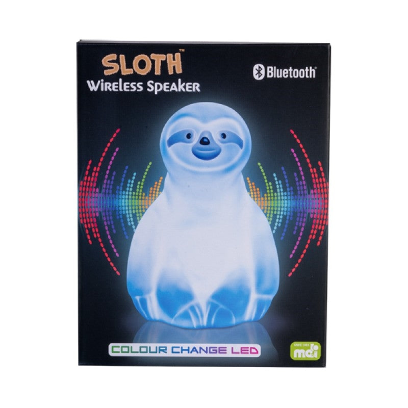 A cute sloth-shaped wireless speaker with color-changing LED lights, perfect for music lovers.