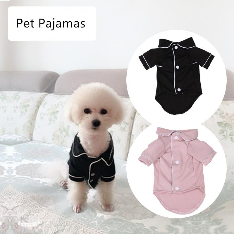 Small dog pajamas in black and pink, designed for comfort and style, suitable for small breeds like Poodles and Bichon Frises.