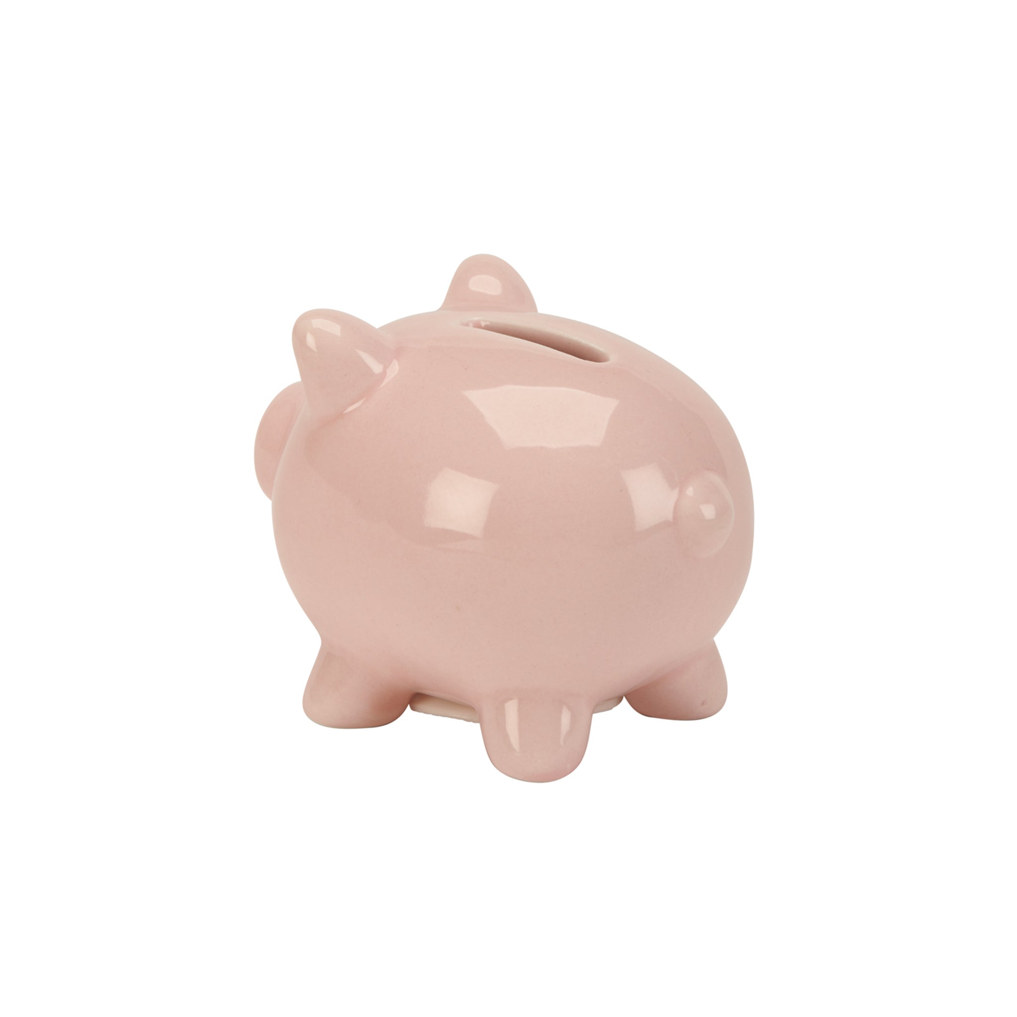 Small Pink Ceramic Pig Bank, a charming piggy design in light pink color, perfect for saving coins and enhancing home decor.