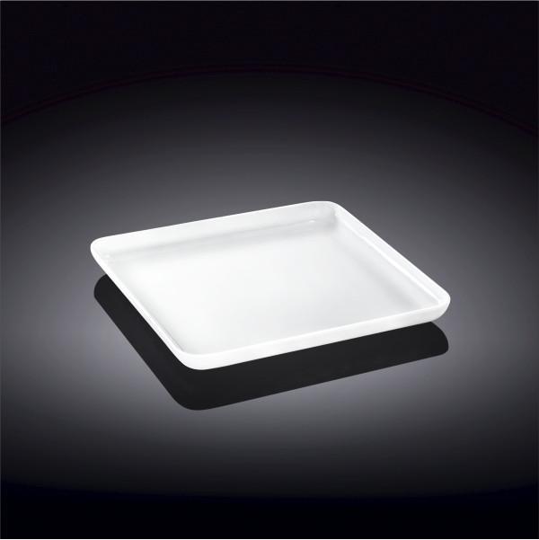 Small White Square Dish measuring 5 inches by 5 inches, made of fine porcelain with a rolled rim design.