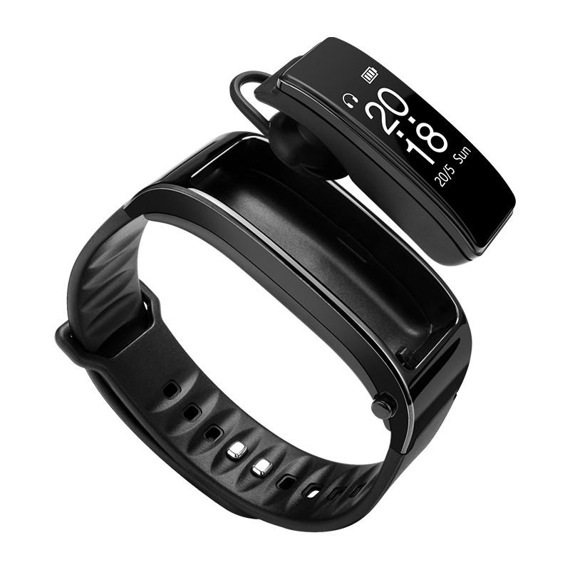 Smart Bracelet and Bluetooth Headphone Talkband Y3, featuring a sleek design with a touch screen and integrated microphone for calls.