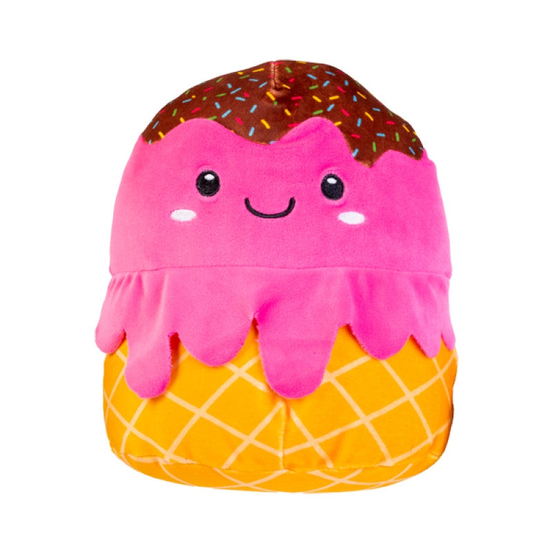 Smoosho's Pals Ice Cream Plush, a cute and squishy ice cream-shaped cushion made from soft velour fabric.