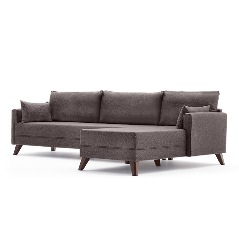 Brown MOLDAU right corner sofa with spacious seating and elegant design, perfect for living rooms.