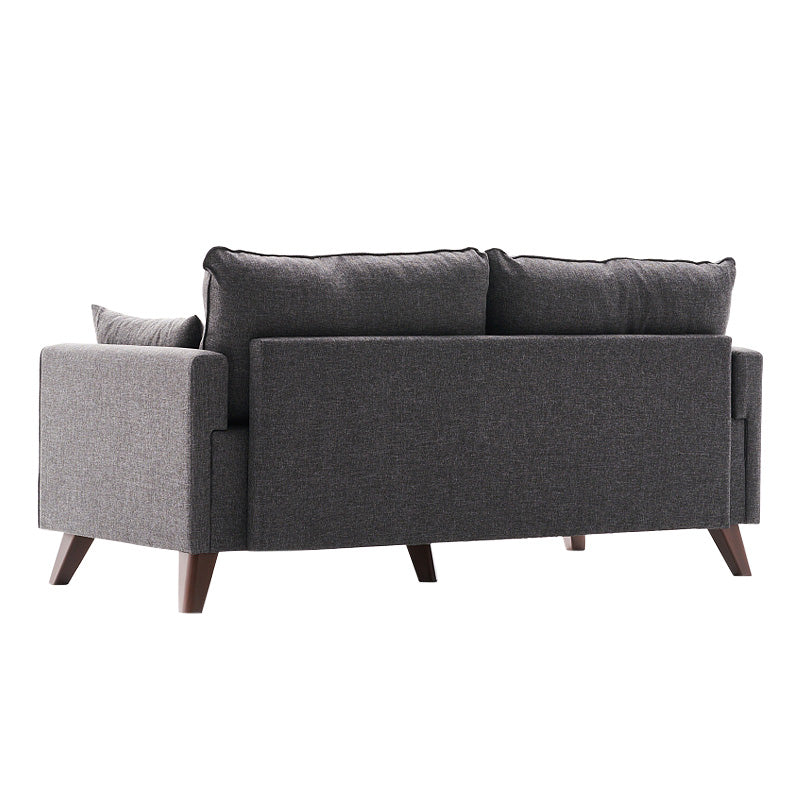 Sofa MOLDAU two-seater in anthracite fabric with walnut wood look legs, dimensions 177x81x85cm.