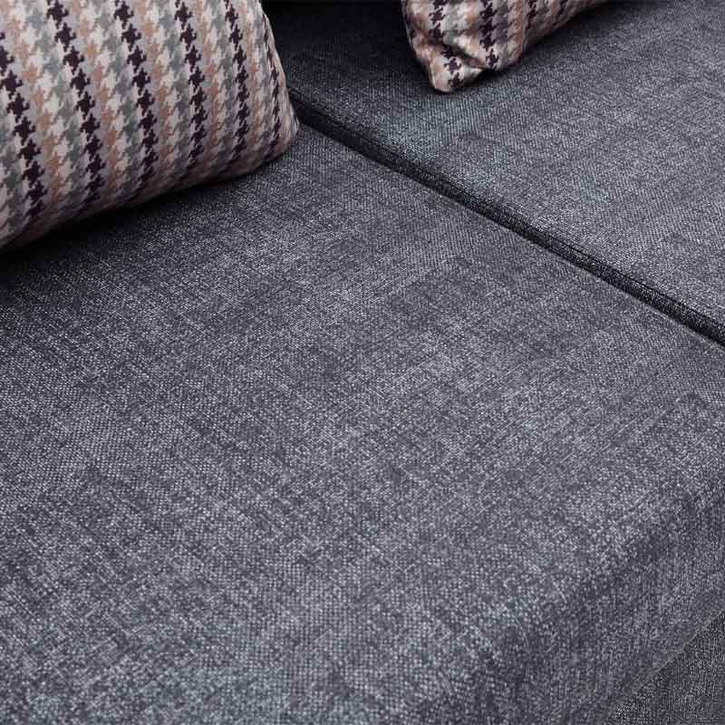 RIO three-seater sofa in anthracite fabric with walnut legs, showcasing its modern design and spacious seating.