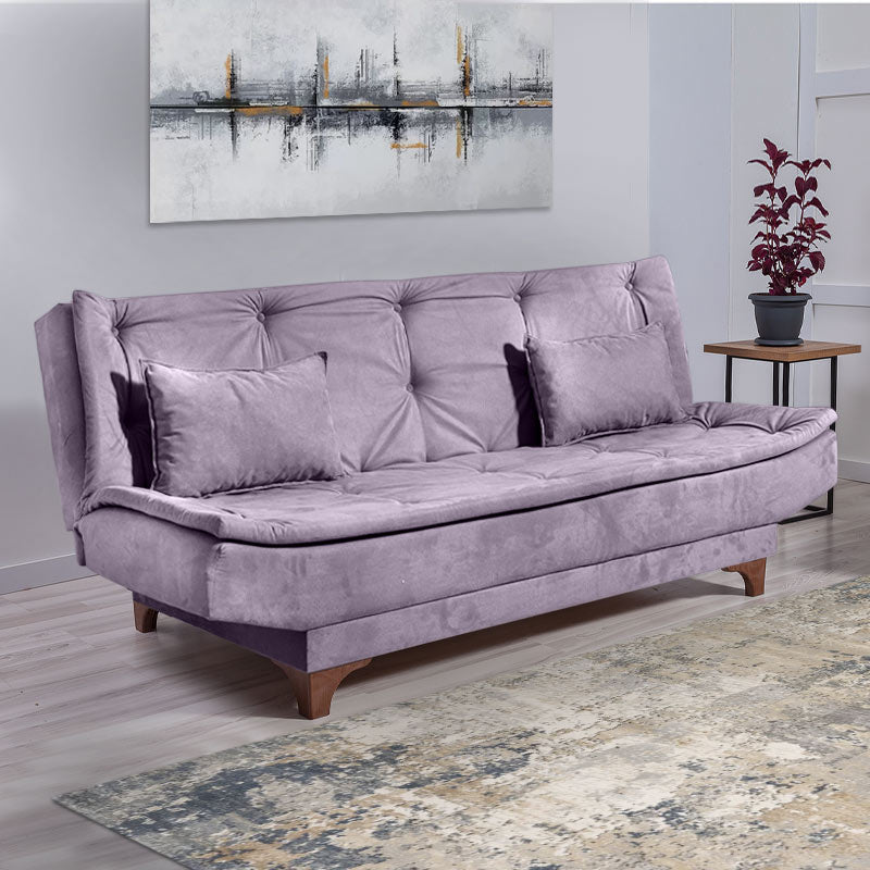 Sofa-Bed ANITA three-seater in grey fabric, showcasing its minimalist design and comfortable seating.