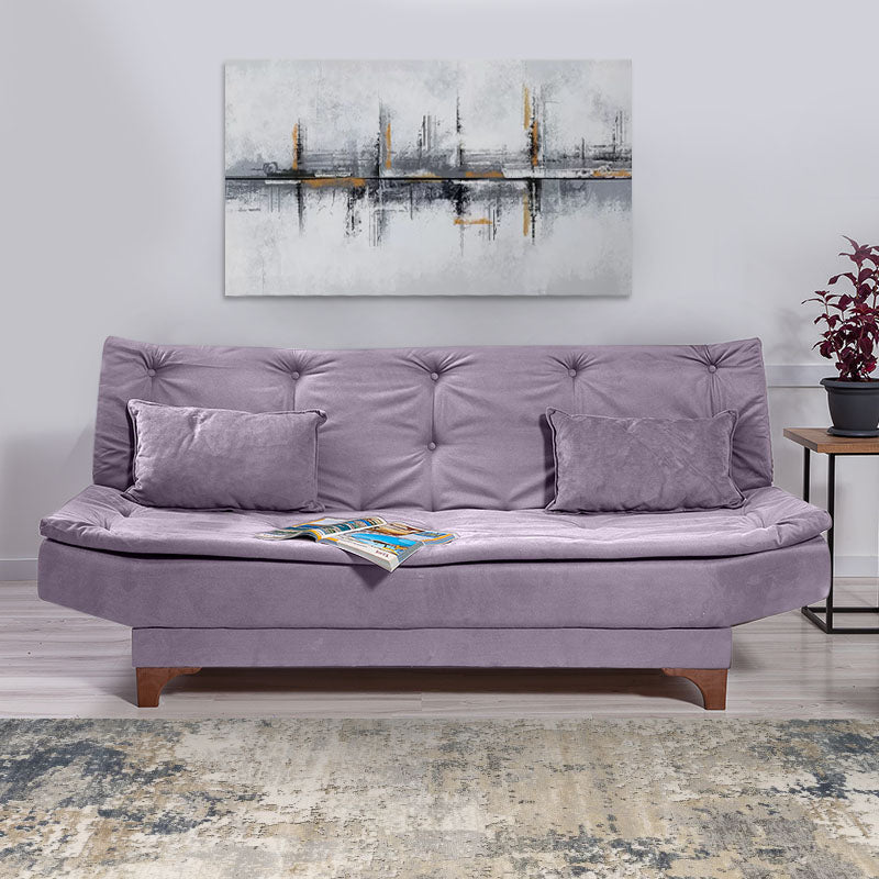 Sofa-Bed ANITA three-seater in grey fabric, showcasing its minimalist design and comfortable seating.