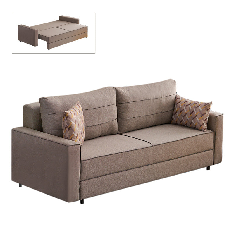 LANA three-seater sofa bed in cream color, showcasing its elegant design and spacious seating.