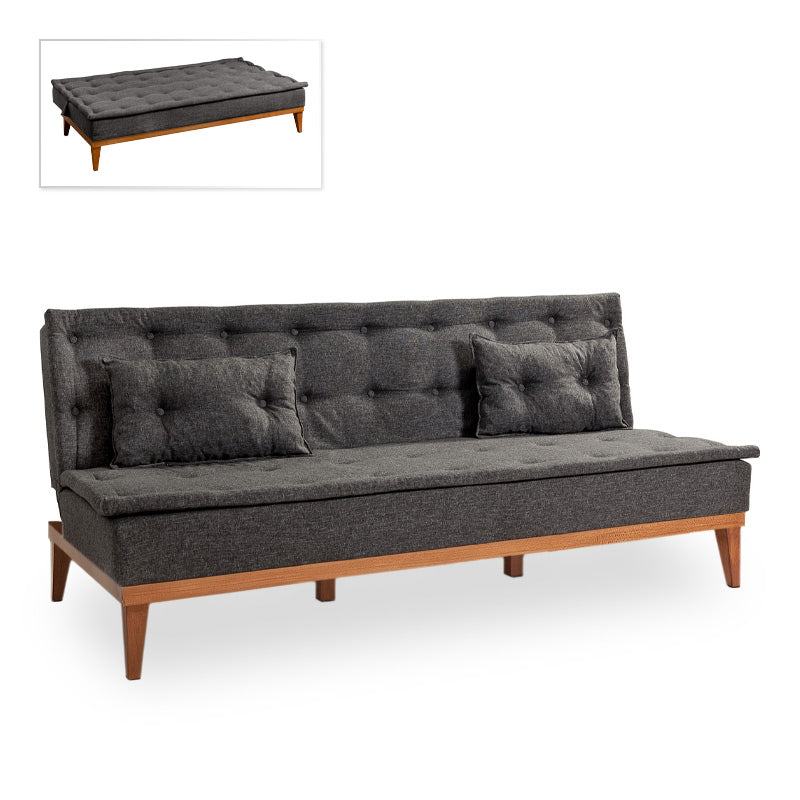 Sofa-Bed LONDON 3 seater in anthracite fabric, showcasing its sleek design and comfortable seating.