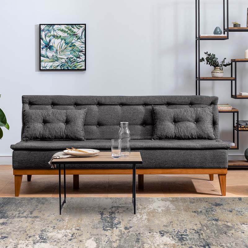 Sofa-Bed LONDON 3 seater in anthracite fabric, showcasing its sleek design and comfortable seating.