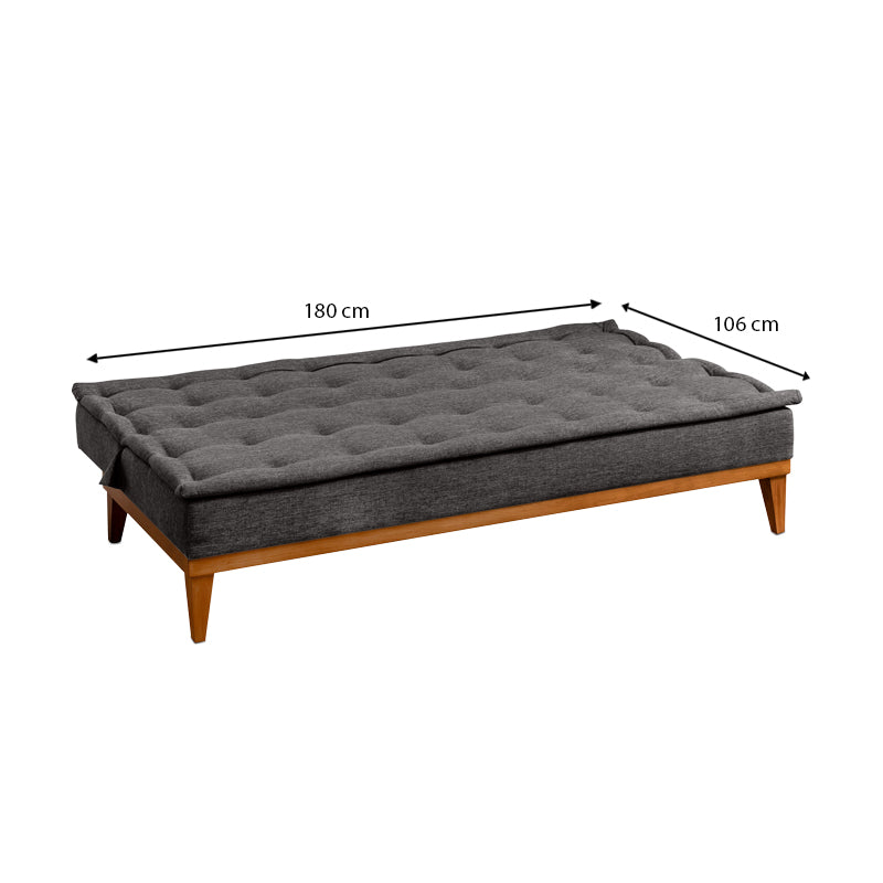 Sofa-Bed LONDON 3 seater in anthracite fabric, showcasing its sleek design and comfortable seating.