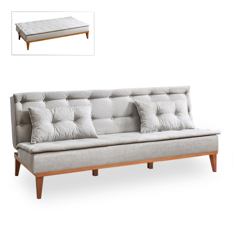 Sofa-Bed LONDON 3-seater in cream fabric, showcasing its elegant design and comfortable seating.