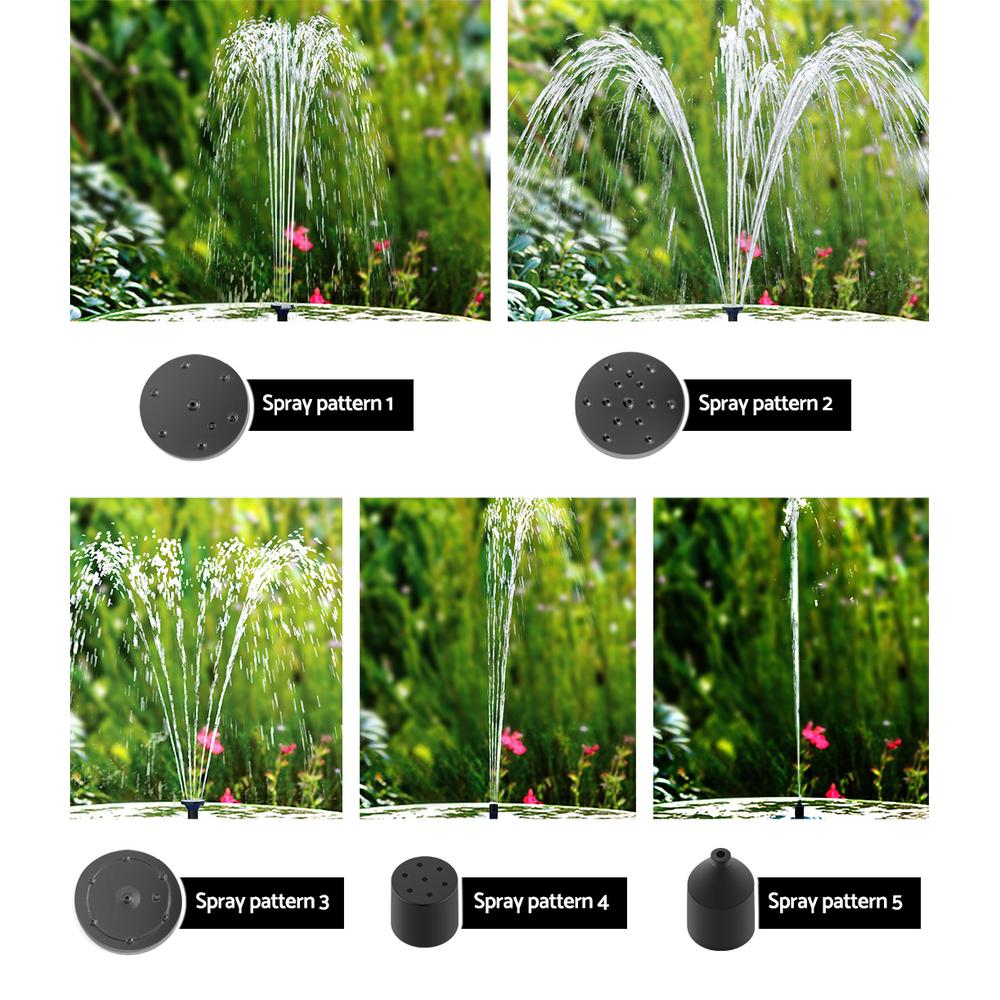 Solar Powered Pond Pump Submersible Fountain with solar panel and water pump, designed for outdoor garden use.