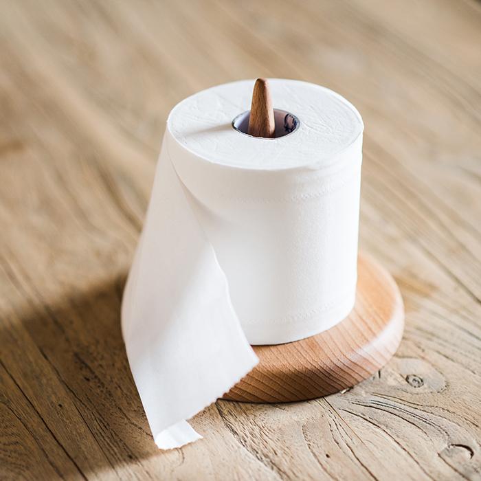 Solid Wood Paper Towel Holder in khaki and natural finishes, showcasing its handcrafted design and elegant appearance.