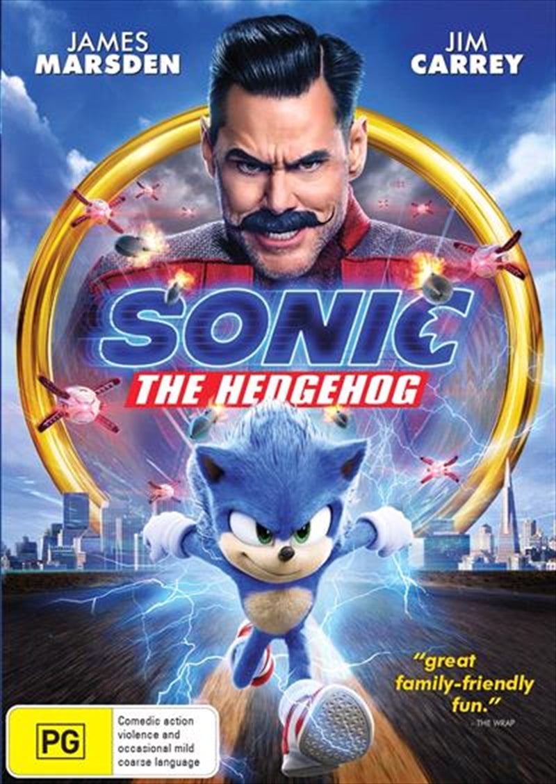 Sonic The Hedgehog DVD cover featuring Sonic and Dr. Robotnik in an action-packed scene.