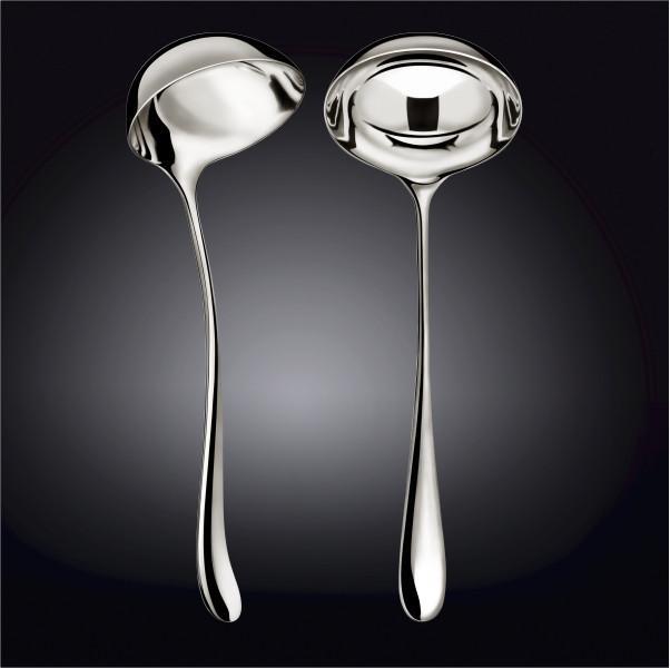 WILMAX Soup Ladle 10.25 inches made of high polish stainless steel, showcasing its elegant design and smooth texture.