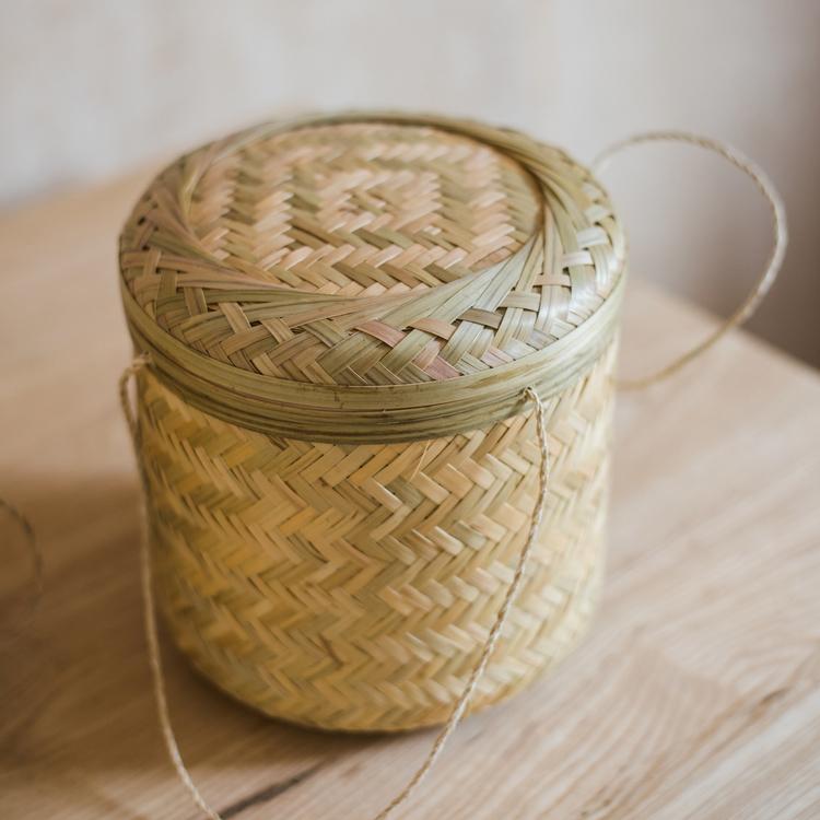 Southeast Asia Round Bamboo Tea Box Jar in natural bamboo color, showcasing its elegant round design and two size options.