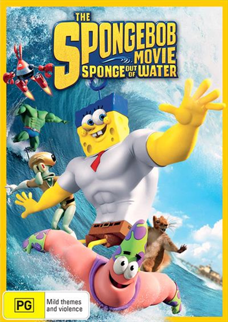 Spongebob Movie - Sponge Out Of Water DVD cover featuring Spongebob and friends in a colorful underwater scene.