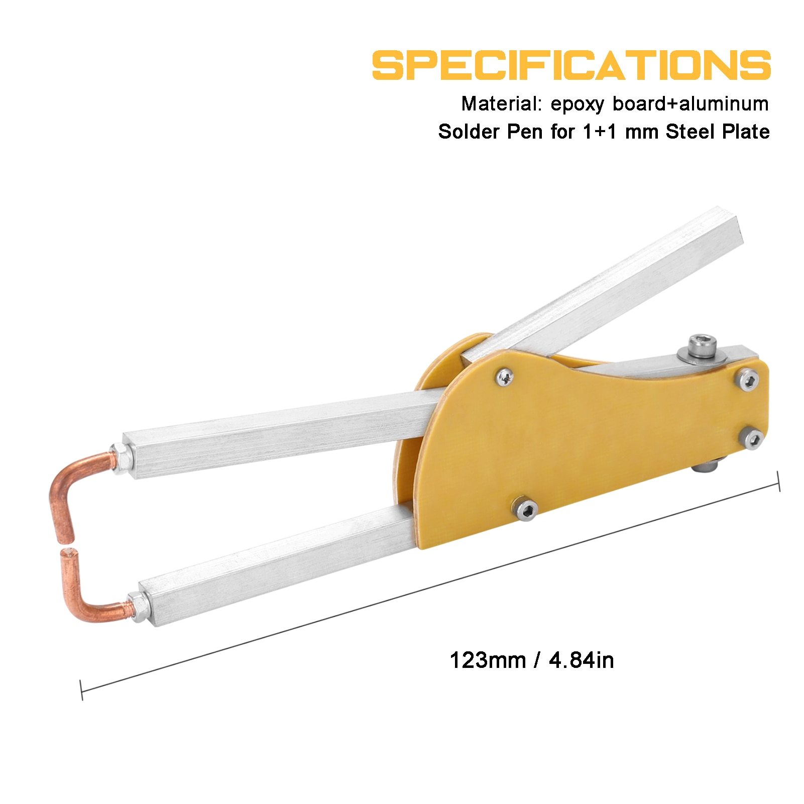 Spot Welding Machine with adjustable pressure for epoxy boards, designed for butt-soldering 1+1 mm steel plates, compact and durable.