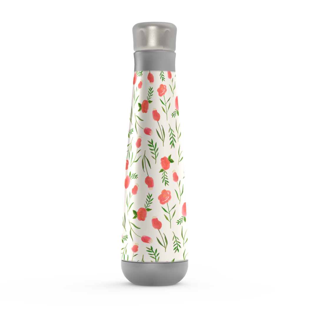 A stylish 16oz stainless steel water bottle with a vibrant watercolor design, perfect for hydration on the go.