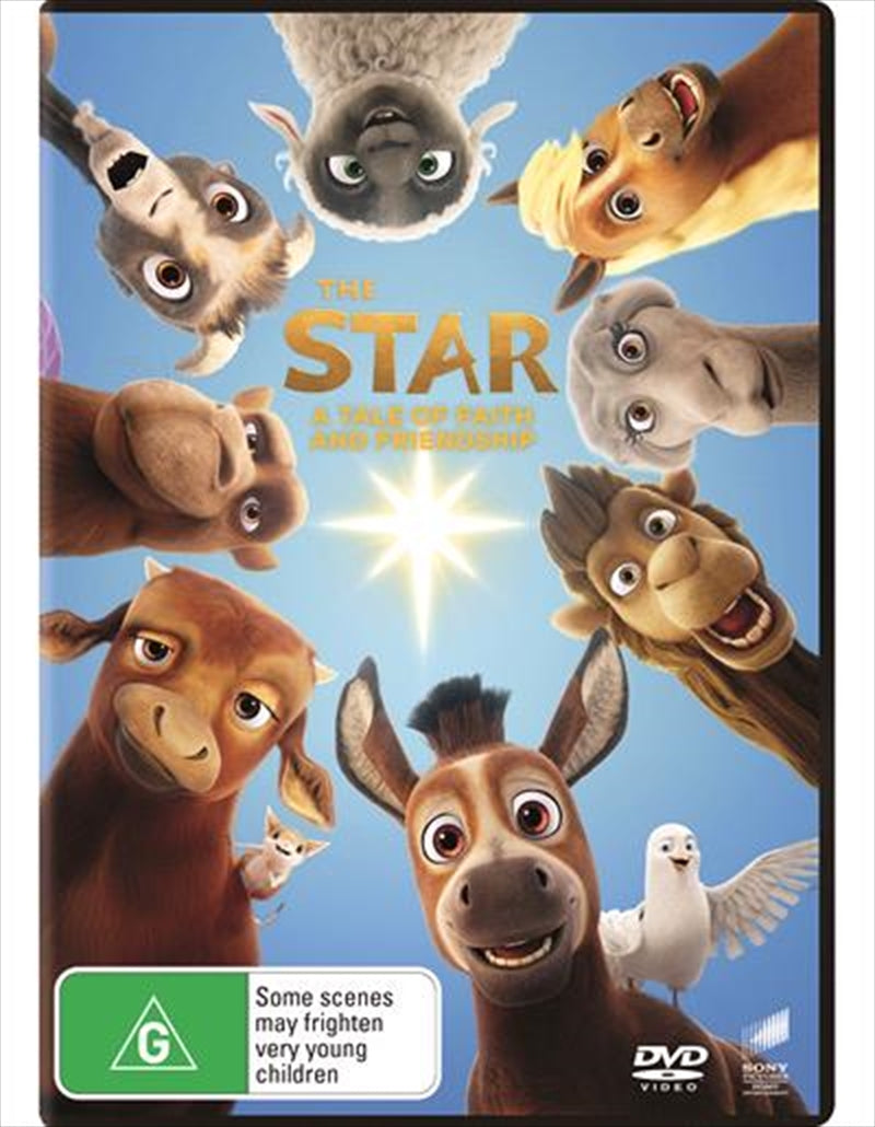 Cover of Star, The DVD featuring Bo the donkey and his animal friends in a colorful animated scene.