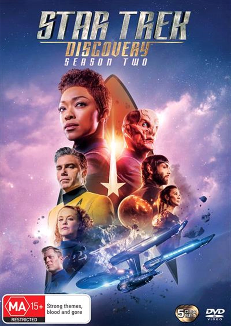 Star Trek - Discovery Season 2 DVD cover featuring the USS Discovery and characters in a cosmic backdrop.