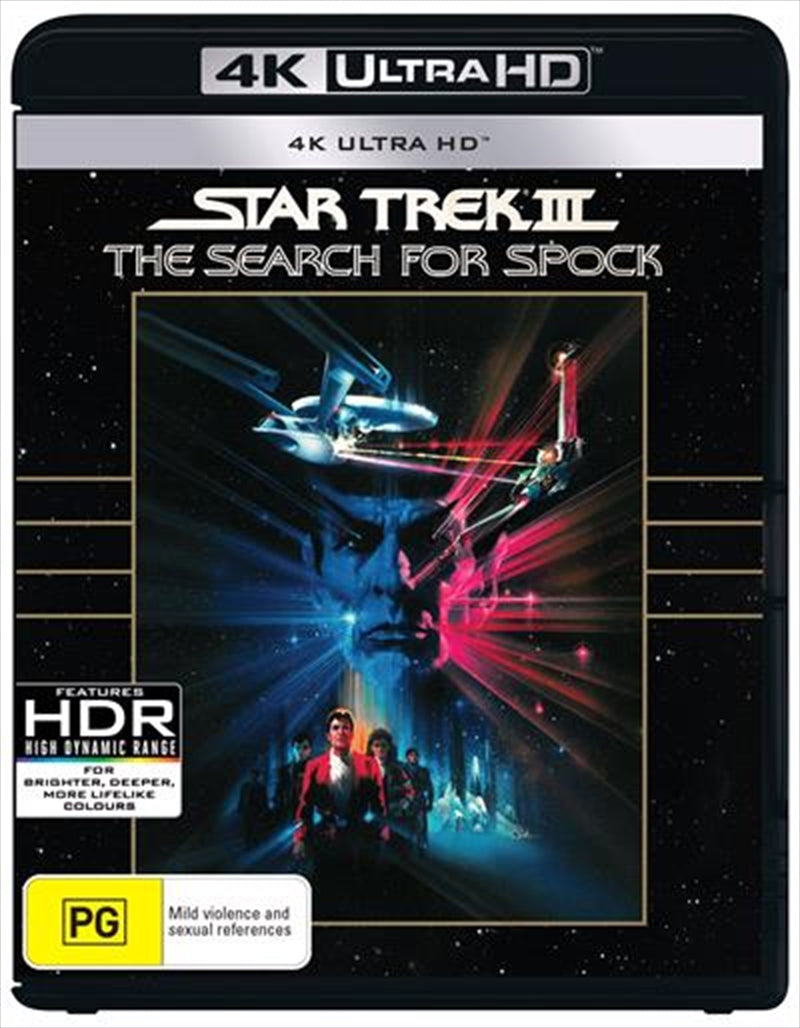 Star Trek III: The Search For Spock UHD cover featuring Admiral Kirk and the U.S.S. Enterprise.