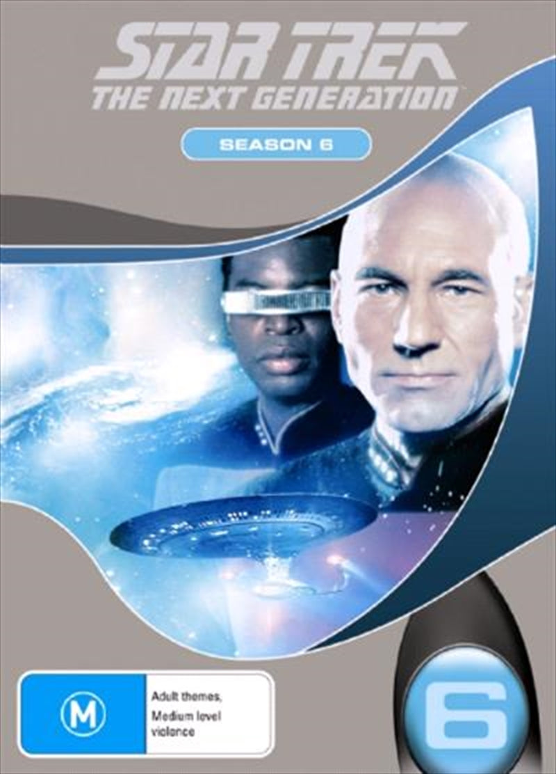 Star Trek Next Generation DVD Box Set Season 06 featuring new packaging, showcasing the iconic USS Enterprise and characters.