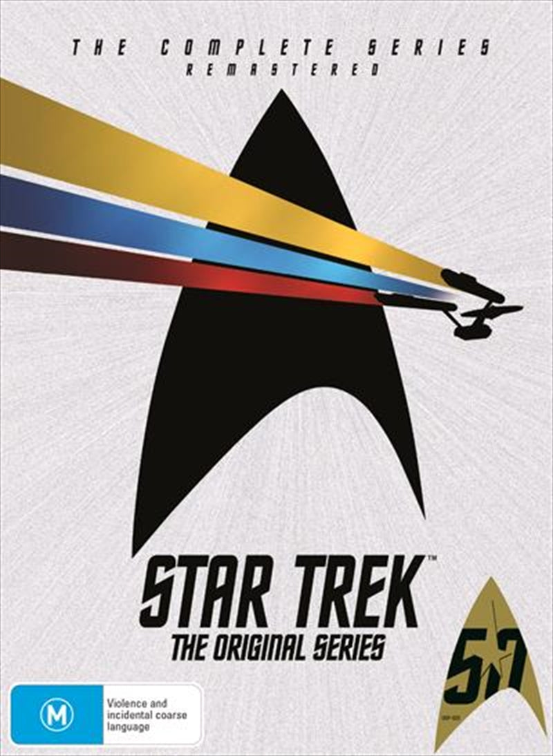 Star Trek The Original Series DVD box set featuring Seasons 1-3, showcasing Captain Kirk and Spock in a space adventure theme.