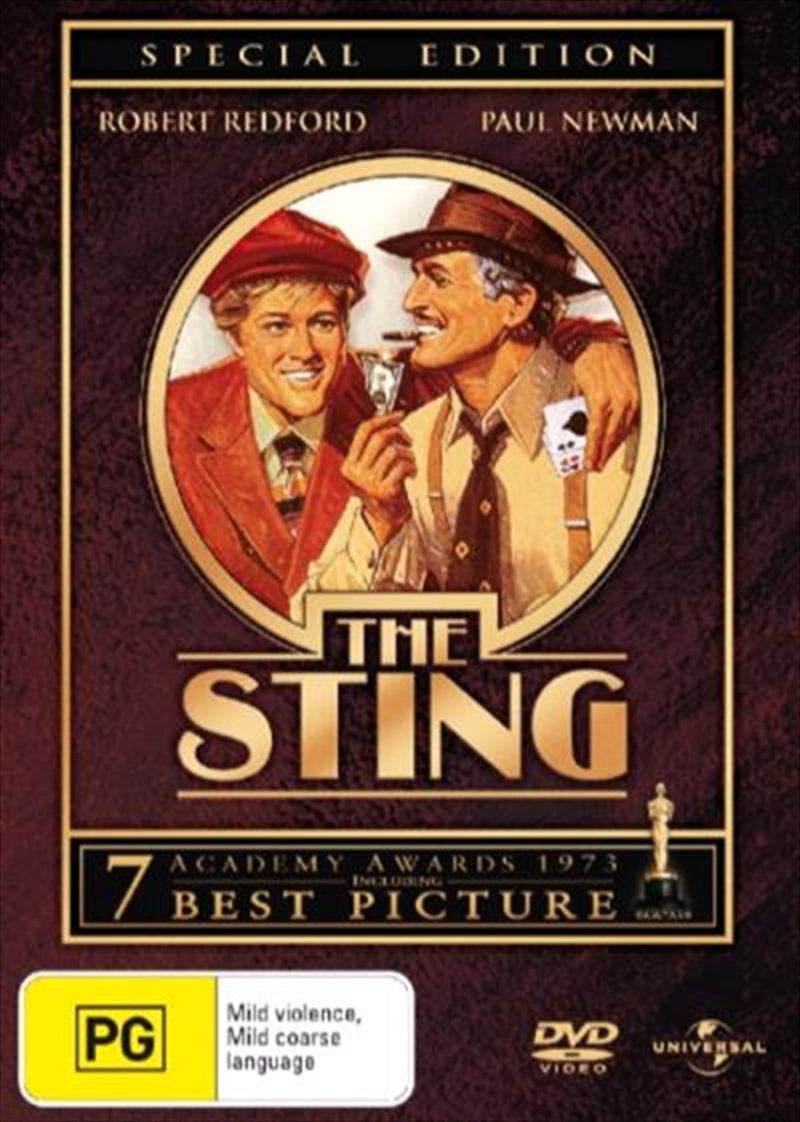 The Sting Special Edition DVD cover featuring Robert Redford and Paul Newman in a classic con artist scene.