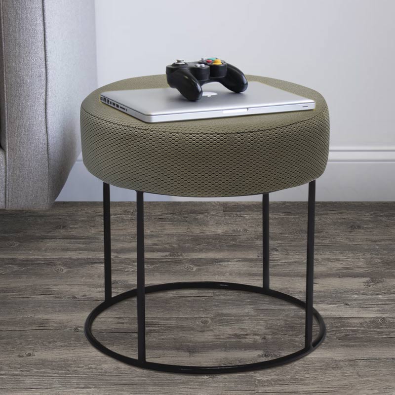 Stylish green Stool BAYER with a durable metal frame and comfortable foam seat, perfect for home or office use.