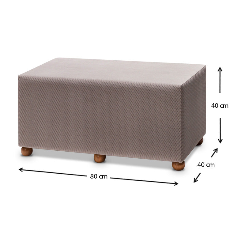 Stylish light grey Stool CAMIRA with natural beech wood legs, measuring 80x40x40cm, perfect for home or office use.