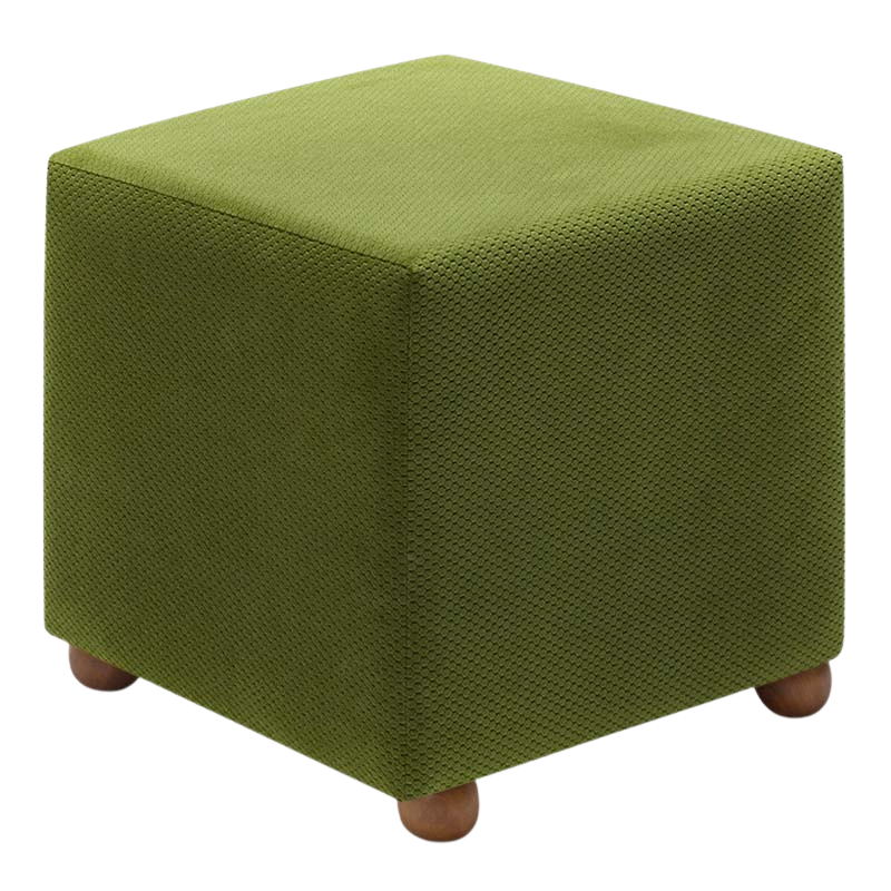 Stylish green Stool ENIGMA with natural beech wood legs, perfect for home or office use.