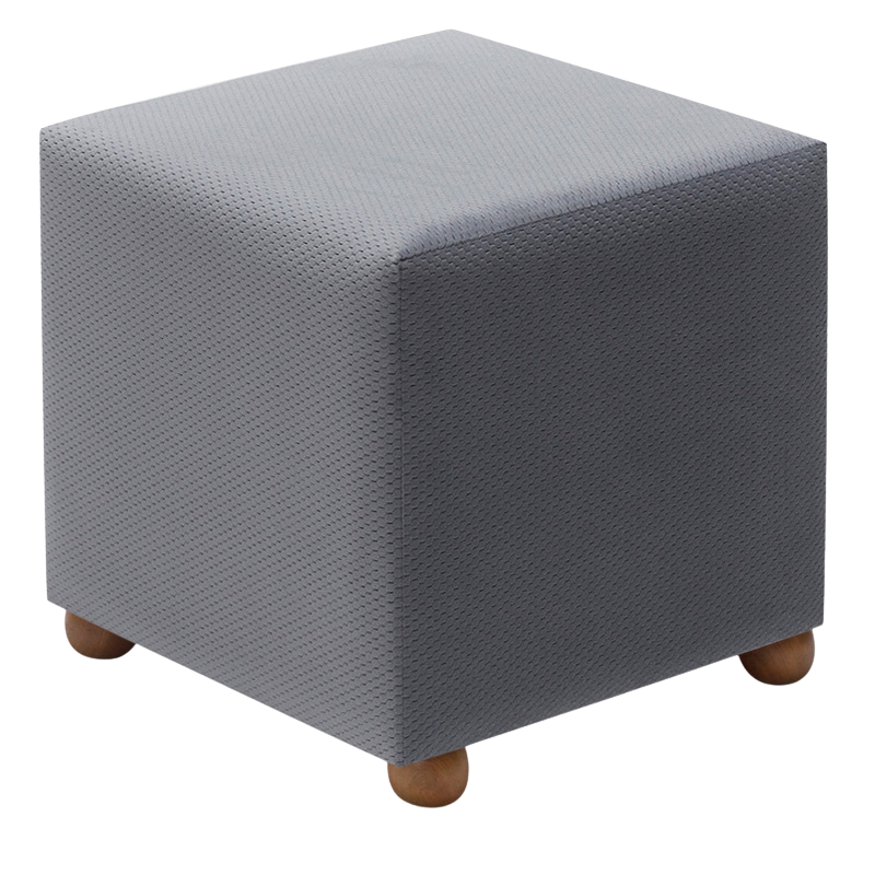 Stylish grey Stool ENIGMA with natural beech wood legs, perfect for home or office use.