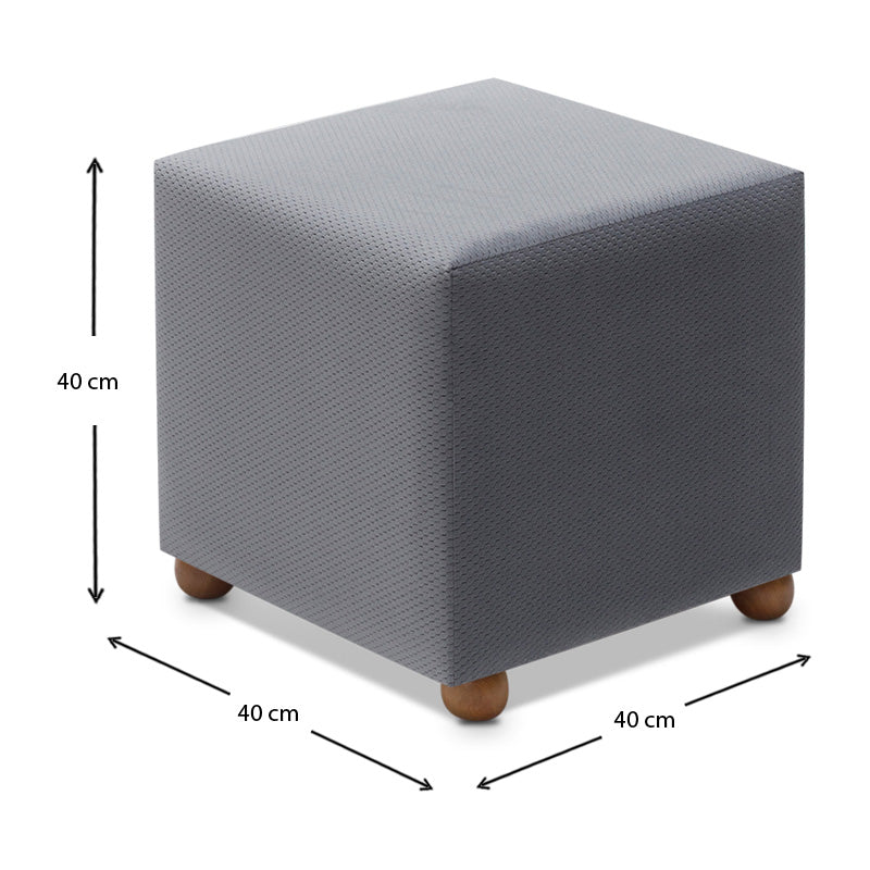 Stylish grey Stool ENIGMA with natural beech wood legs, perfect for home or office use.