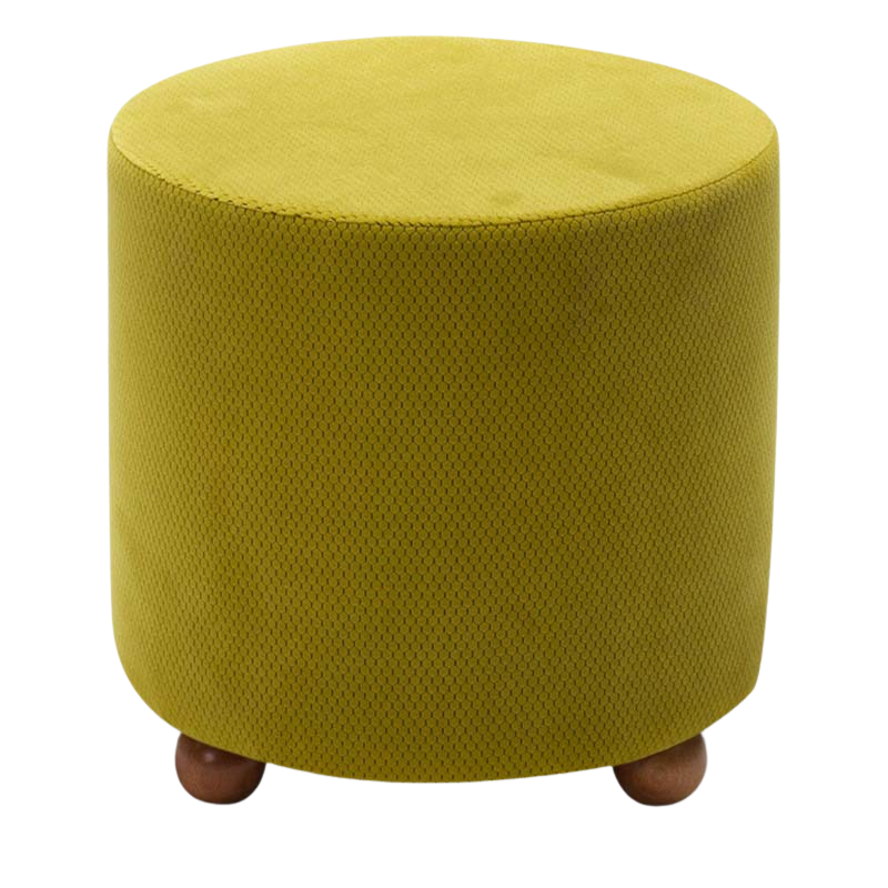 Olive Stool HAMBURG with natural beech wood legs, 40x40x40cm dimensions, showcasing premium fabric and modern design.