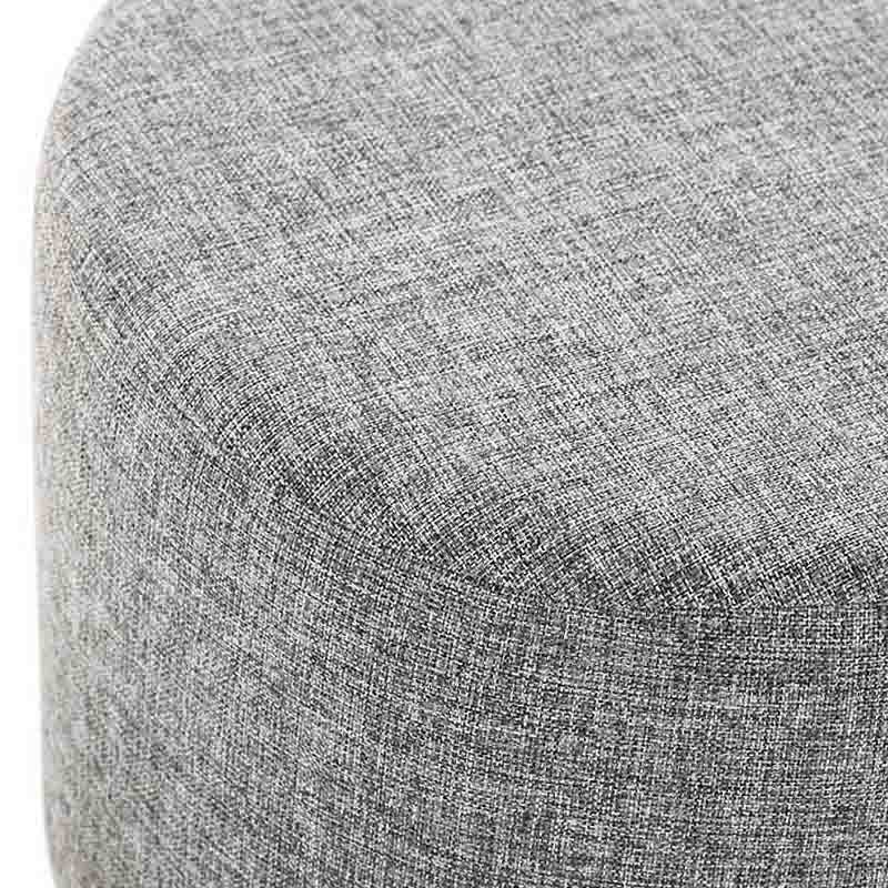 Stylish grey fabric stool with natural beech wood legs, dimensions 40x40x42cm.